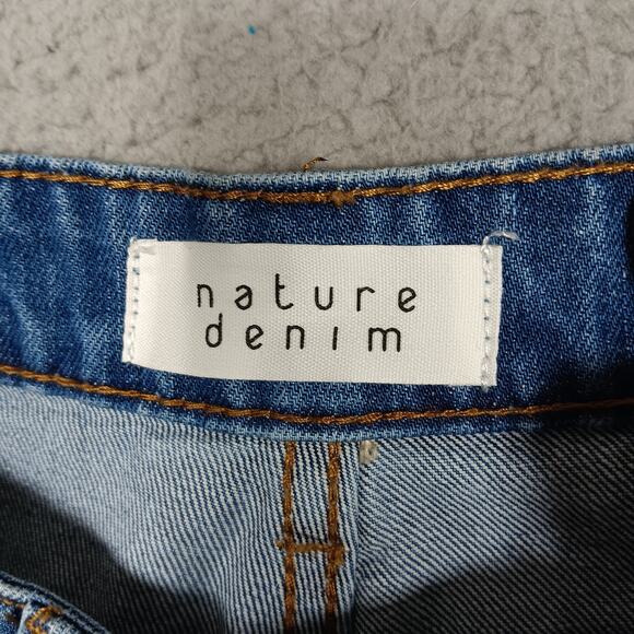 Nature Denim Los Angeles High Rise Distressed Shorts Size XS Button Fly Blue NWT - Picture 5 of 7